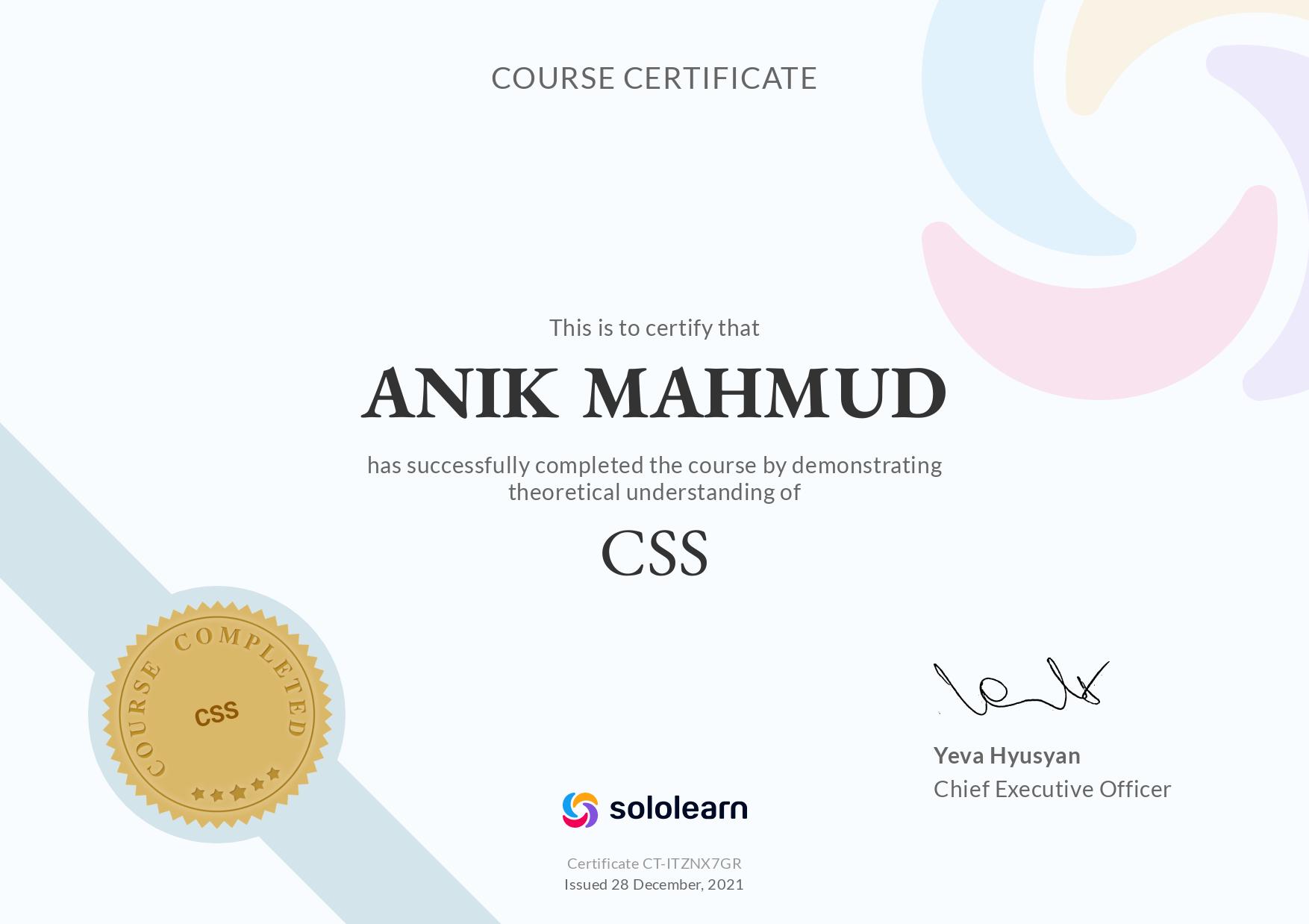 CSS certificate - Sololearn